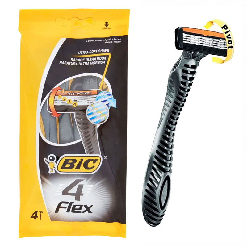 BIC FLEX 4 Rasoio usa e getta quattro lame - 4 pezzi