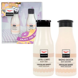 Cofanetto AQUOLINA ENJOY THE PARTY CIOCCOLATO BIANCO bagno doccia 125ml + Latte Corpo 125ml