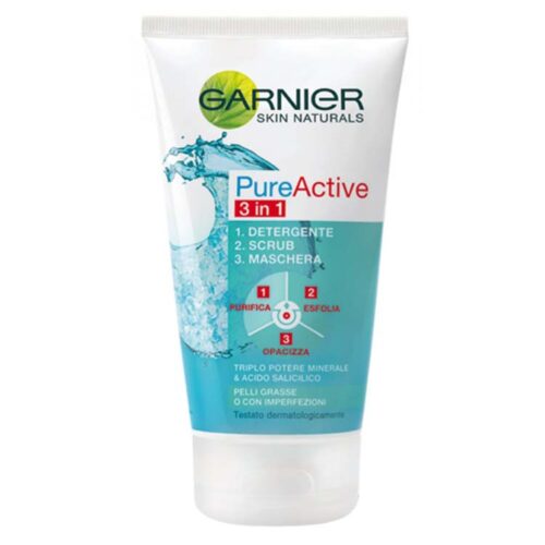 GARNIER PURE ACTIVE 3 in 1 Detergente + Scrub + Maschera 150ml