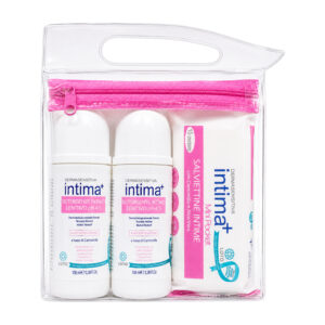 Cofanetto donna INTIMA+ Salviettine intime + Detergente intimo lenitivo 100ml + pochette traparente