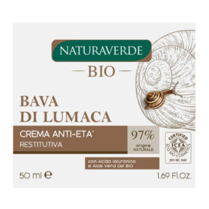 NATURAVERDE BIO Crema Viso Antietà BAVA DI LUMACA Rigenerante - Restitutiva con Acido Ialuronico e Aloe Vera Gel Bio 50ml