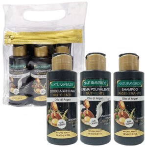 Cofanetto travel NATURAVERDE NUTRIENTE crema + doccia schiuma + shampoo OLIO di ARGAN