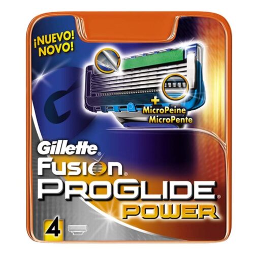 4 lame di ricambio GILLETTE FUSION PROGLIDE POWER ricariche rasoio