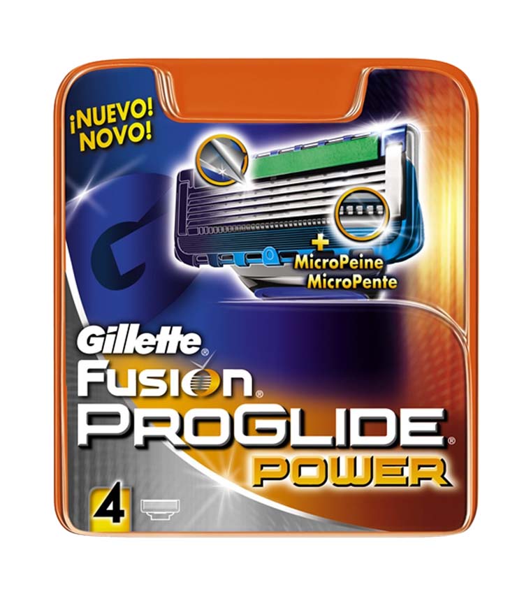 4 lame di ricambio GILLETTE FUSION PROGLIDE POWER ricariche rasoio