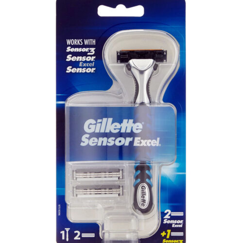 GILLETTE SENSOR EXCEL Rasoio barba + 2 testine di ricambio