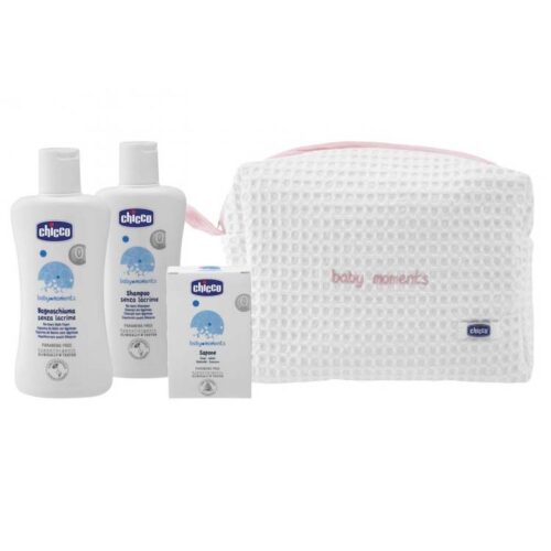 Cofanetto bimbi CHICCO BABY MOMENTS shampoo 200ml + bagnoschiuma 200ml + sapone + beauty