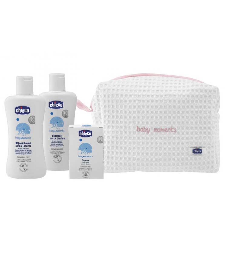 Cofanetto bimbi CHICCO BABY MOMENTS shampoo 200ml + bagnoschiuma 200ml + sapone + beauty