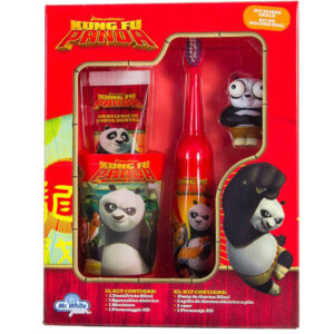 Mr. WHITE KIT KUNG FU PANDA spazzolino elettrico + dentifricio 50ml + bicchiere +personaggio3D