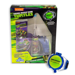 Mr. WHITE KIT Teenage Mutant Ninja TURTLES spazzolino da denti luminoso + dentifricio 50ml + bicchiere +sparadischi da polso
