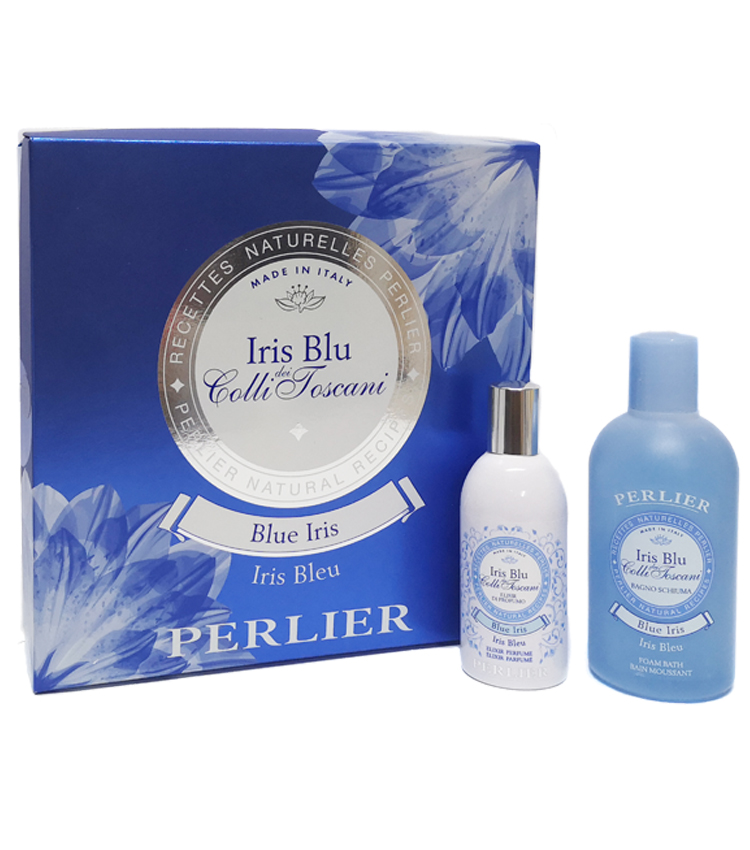 Cofanetto PERLIER IRIS BLU DEI COLLI Toscani Elisir profumo 100ml + Bagnoschiuma 250ml