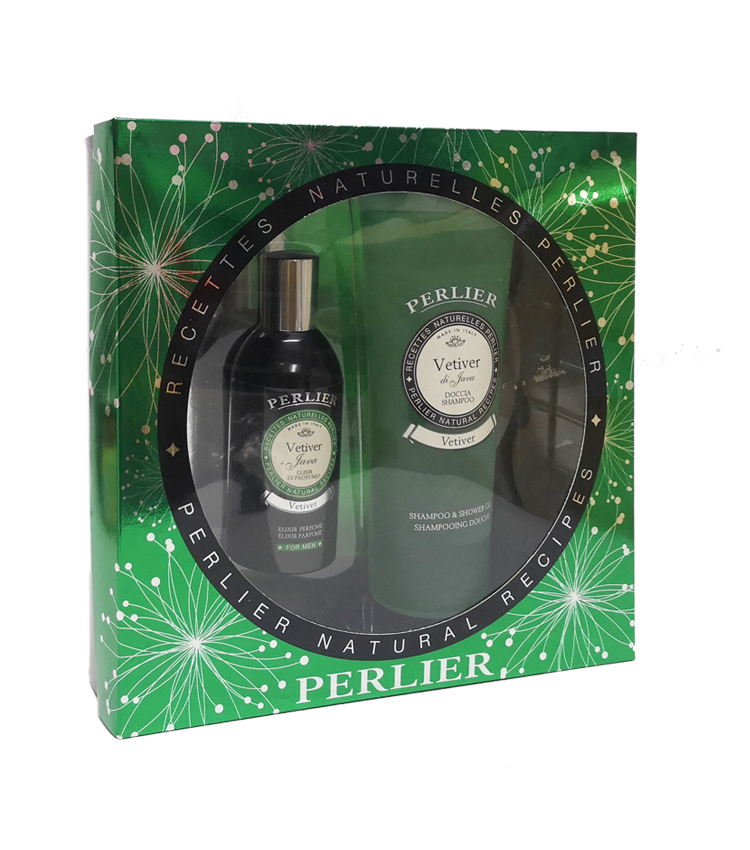 Cofanetto uomo PERLIER VETIVER di JAVA con Elixir parfum 100ml + Bagnoschiuma 250ml