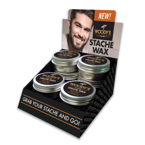 WOODY'S FOR MEN Stache Wax per cera per baffi display 1 pz