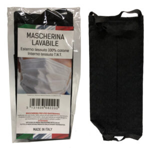 MASCHERINA LAVABILE Nera in COTONE con tessuto interno TNT