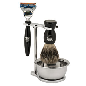 ESTAS – Set Estensi PENNELLO tasso 1ª scelta + bacinella + RASOIO Testina FUSION