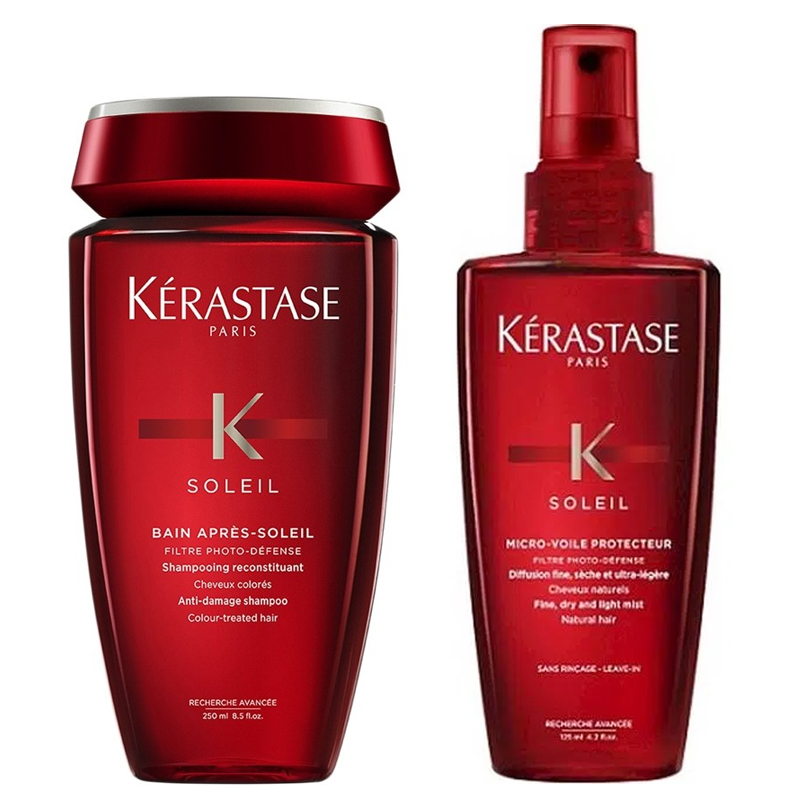 Stock KÉRASTASE SOLEIL Bain Après-Soleil shampoo + Micro-Voile Protecteur olio capelli dopo-sole
