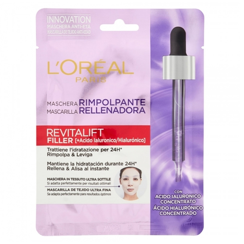 L'OREAL Paris MASCHERA RIMPOLPANTE in tessuto Revitalift Filler Acido Ialuronico
