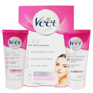 VEET Pure KIT PER DEPILAZIONE viso crema depilatoria + crema post-depilazione per pelli normali