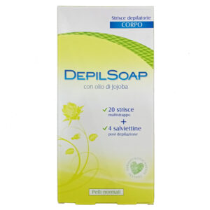 DEPILSOAP strisce depilatorie corpo + salviettine post depilazione per pelli normali