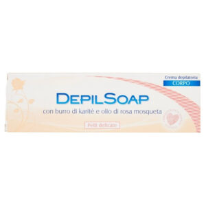 DEPILSOAP Crema depilatoria CORPO con burro di karitè e olio di rosa mosqueta per pelli delicate 150ml