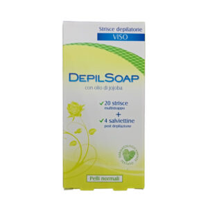 DEPILSOAP strisce depilatorie viso + salviettine post depilazione per pelli normali