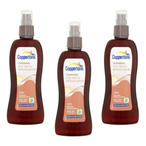 Stock 3 pz COPPERTONE TANNING Olio Secco Abbronzante antisabbia Aloe Vera 200ml