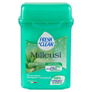 FRESH & CLEAN Milleusi SALVIETTINE detergenti e rinfrescanti NATURAL ALOE VERA - 40 pezzi