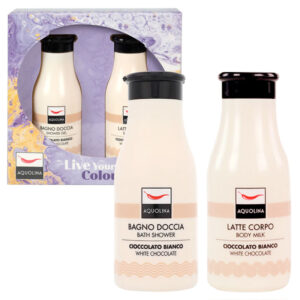 Cofanetto AQUOLINA live your colour SHOWER GEL + LATTE CORPO cioccolato bianco