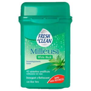 FRESH & CLEAN Milleusi SALVIETTINE detergenti e rinfrescanti WHITE MUSK - 40 pezzi