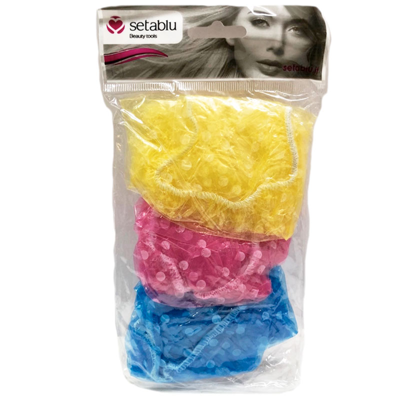 SETABLU CUFFIA DOCCIA fantasia a pois - 3 pezzi
