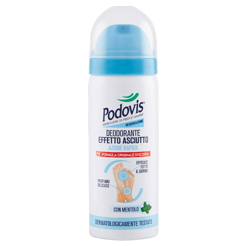 PODOVIS DEODORANTE EFFETTO ASCIUTTO con mentolo per piedi 50ml