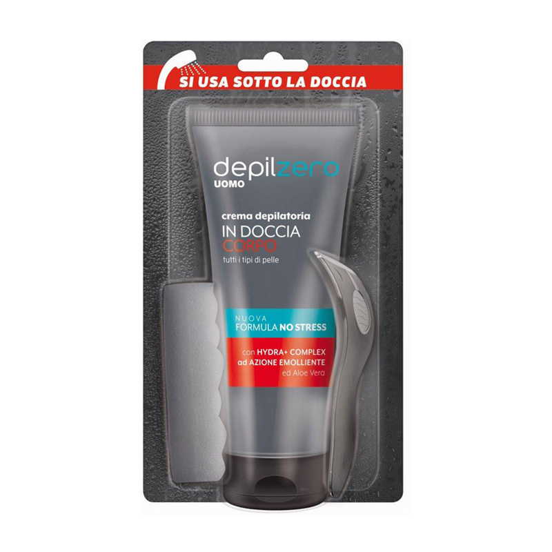 DEPILZERO UOMO crema depilatoria da uomo con spatolina e spugnetta 200ml. - 6 pezzi