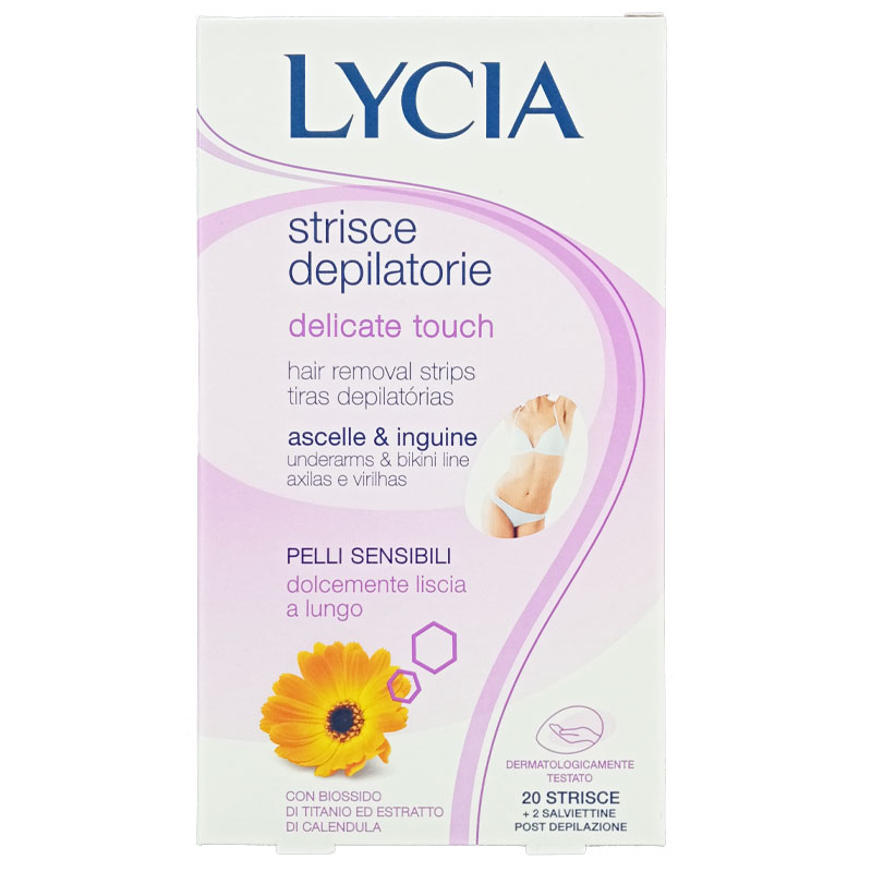 LYCIA DELICATE TOUCH Strisce depilatorie ascelle e inguine pelli sensibili - 20 pezzi
