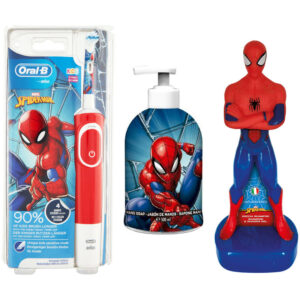 Idea regalo bambino SPIDER-MAN spazzolino elettrico + sapone mani + doccia shampoo
