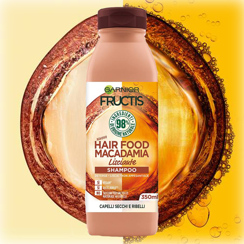 GARNIER Fructis Hair Food Shampoo Macadamia Lisciante – 350ml - immagine 2