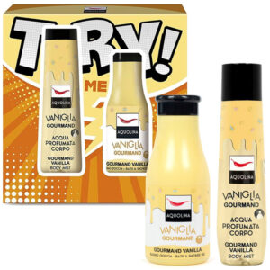 Cofanetto donna AQUOLINA TRY ME VANIGLIA GOURMAND acqua profumata corpo 150ml + bath & shower gel 125ml