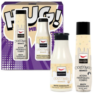 Cofanetto donna AQUOLINA HUG ME CIOCCOLATO BIANCO acqua profumata corpo 150ml + bath & shower gel 125ml