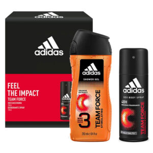 Cofanetto uomo ADIDAS FEEL THE IMPACT TEAM FORCE body hair face 3 in 1 250ml + deo body spray 150ml