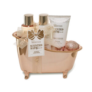 Cofanetto donna SET IDC INSTITUTE SCENTED BATH ORANGE & CEDAR WOOD gel doccia + lozione corpo + lozione mani + bomba da bagno