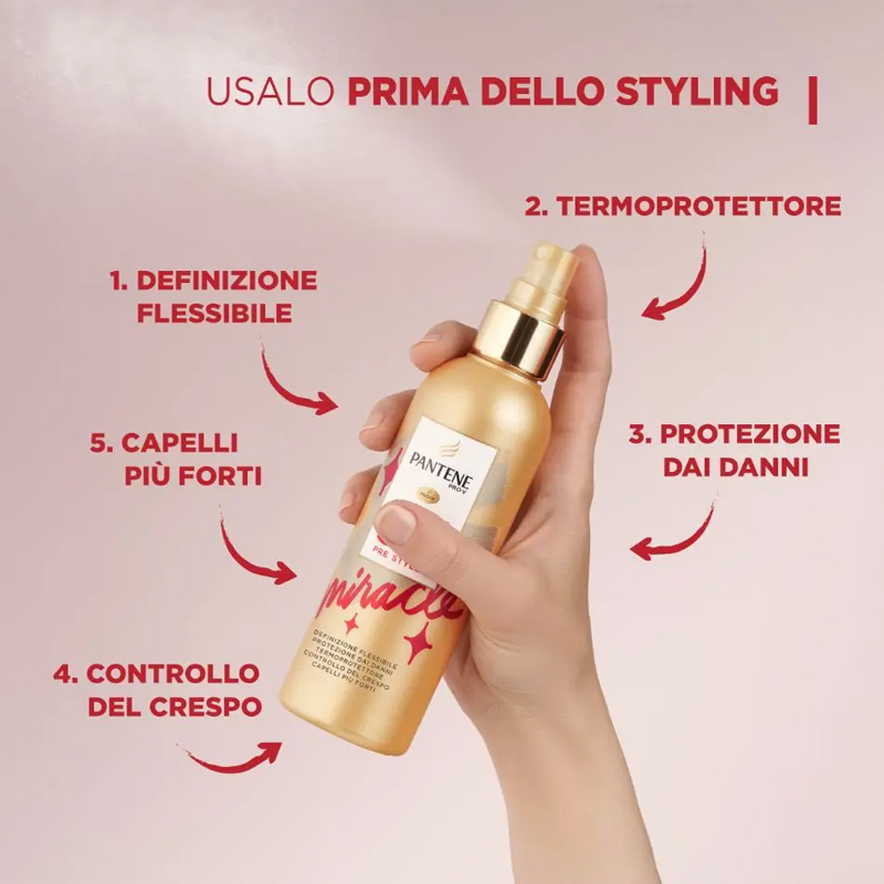 PANTENE Pro-V Miracle 5 in 1 Pre-Styler Termoprotettore spray per capelli  200ml Chiara Ferragni - Profumeria Online