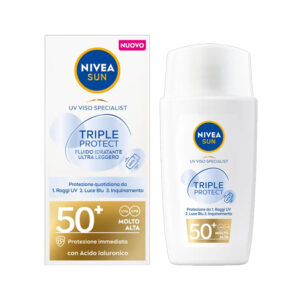 NIVEA SUN Triple Protect 50+ Fluido Idratante Ultra leggero con Acido Ialuronico 40ml