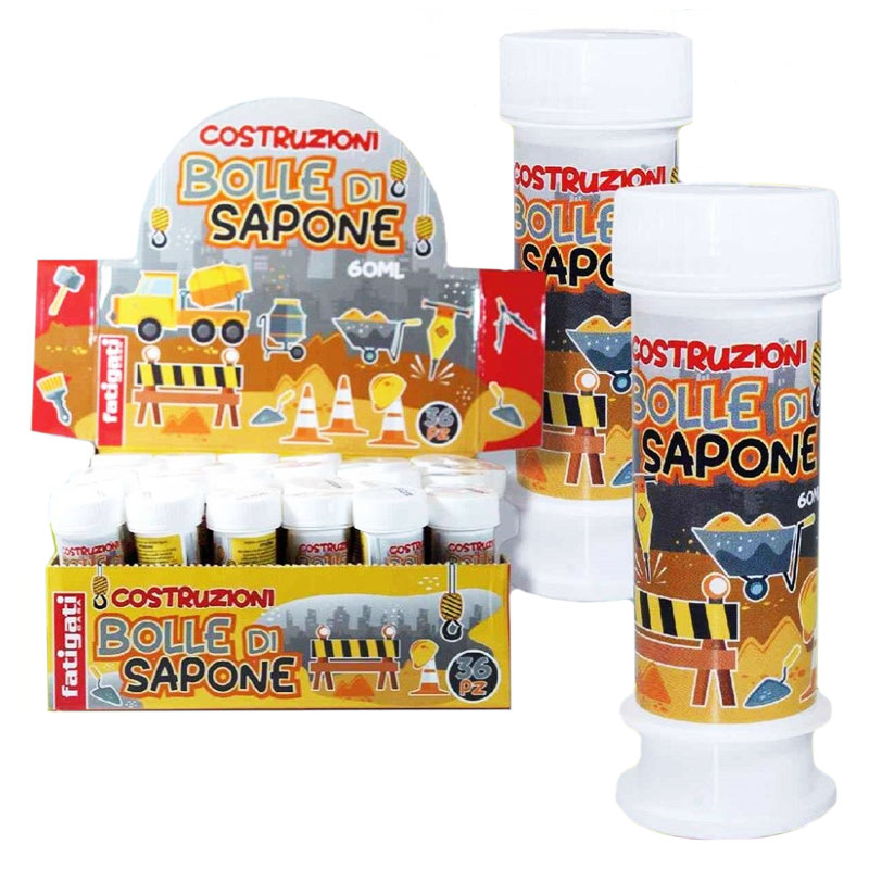 FATIGATI COSTRUZIONI Bolle di sapone per bambini con espositore 60ml - 36pz