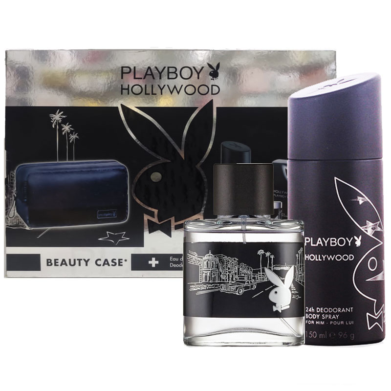 Cofanetto uomo PLAYBOY HOLLYWOOD edt 50ml + deo spray 150ml + beauty case