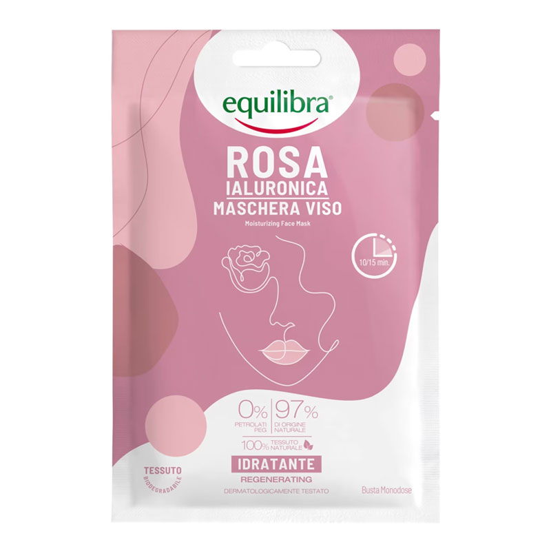 EQUILIBRA ROSA IALURONICA Maschera viso idratante in tessuto