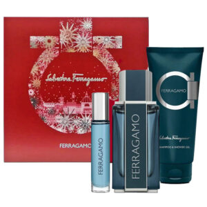 Cofanetto uomo SALVATORE FERRAGAMO INTENSE LEATHER edp 100ml + shampoo & shower gel 100ml + edp travel 10ml