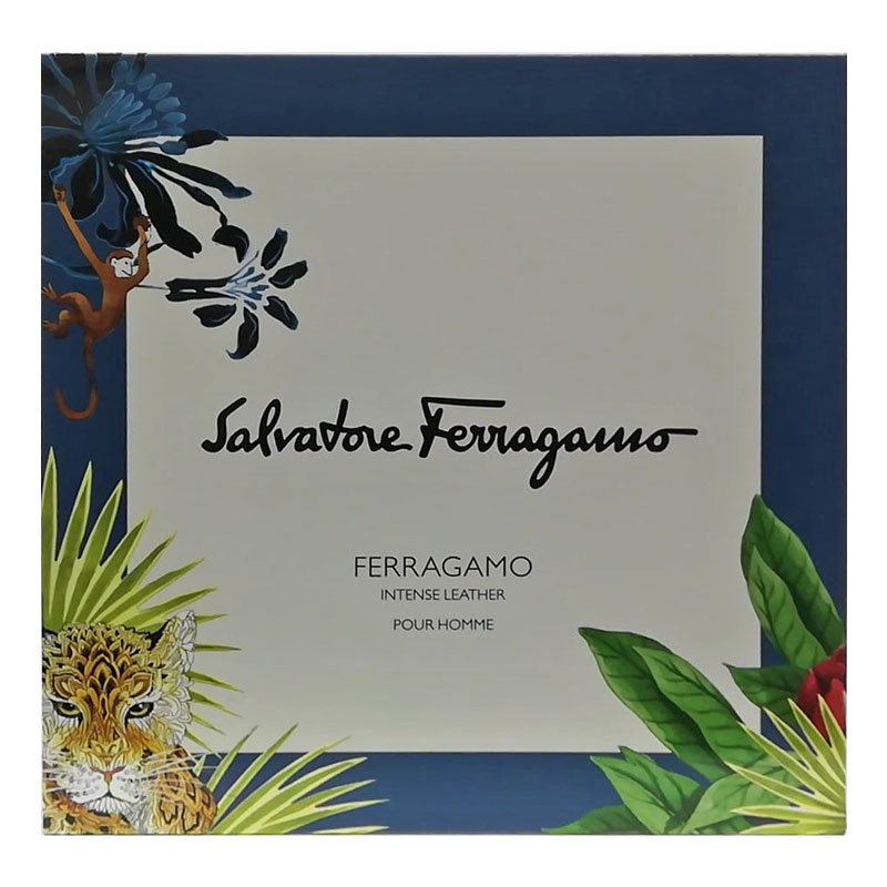Cofanetto uomo SALVATORE FERRAGAMO INTENSE LEATHER edp 100ml + shampoo & shower gel 100ml + edp travel 10ml - immagine 3