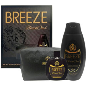 Cofanetto BREEZE BLACK OUD deodorante squeeze 100ml + shampoo doccia 400ml + beauty da viaggio