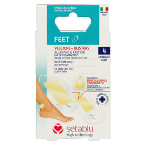 SETABLU Cerotti impermeabili Vesciche Feet ipoallergenici con tampone idrocolloidale 2 formati - 4 pz