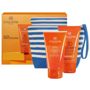 Cofanetto COLLISTAR HIGH PROTECTION crema abbronzante protezione ultra viso e corpo SPF30 + doccia shampoo doposole + pochette