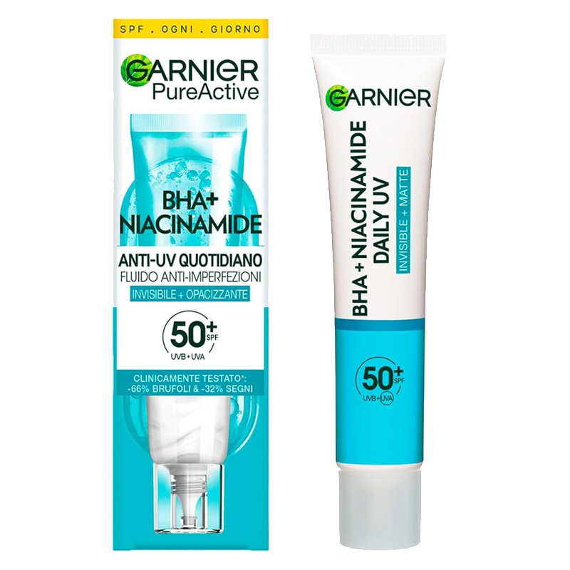 GARNIER PureActive Fluido Anti-imperfezioni quotidiano SPF 50+ BHA + Niacinamide 40ml