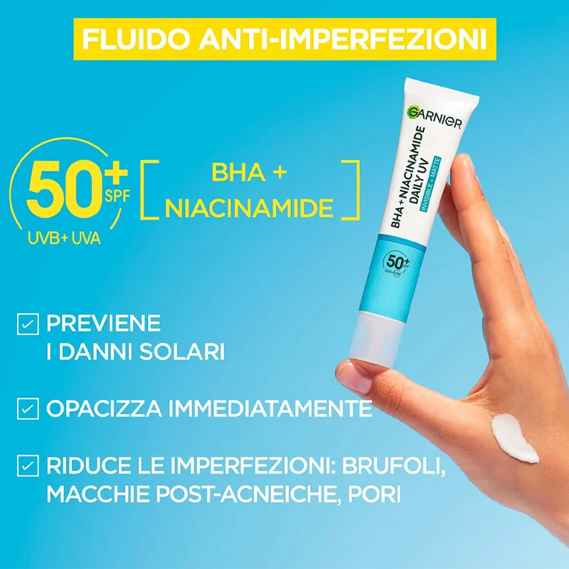 GARNIER PureActive Fluido Anti-imperfezioni quotidiano SPF 50+ BHA + Niacinamide 40ml - immagine 2